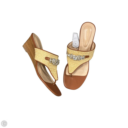 Sandals Heels Wedge By Adrienne Vittadini In Brown, Size: 8.5