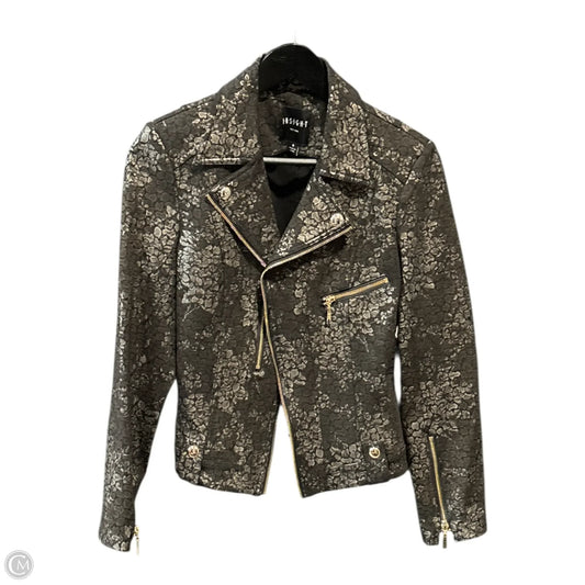 Jacket Moto By Clothes Mentor In Black & Grey, Size: 8