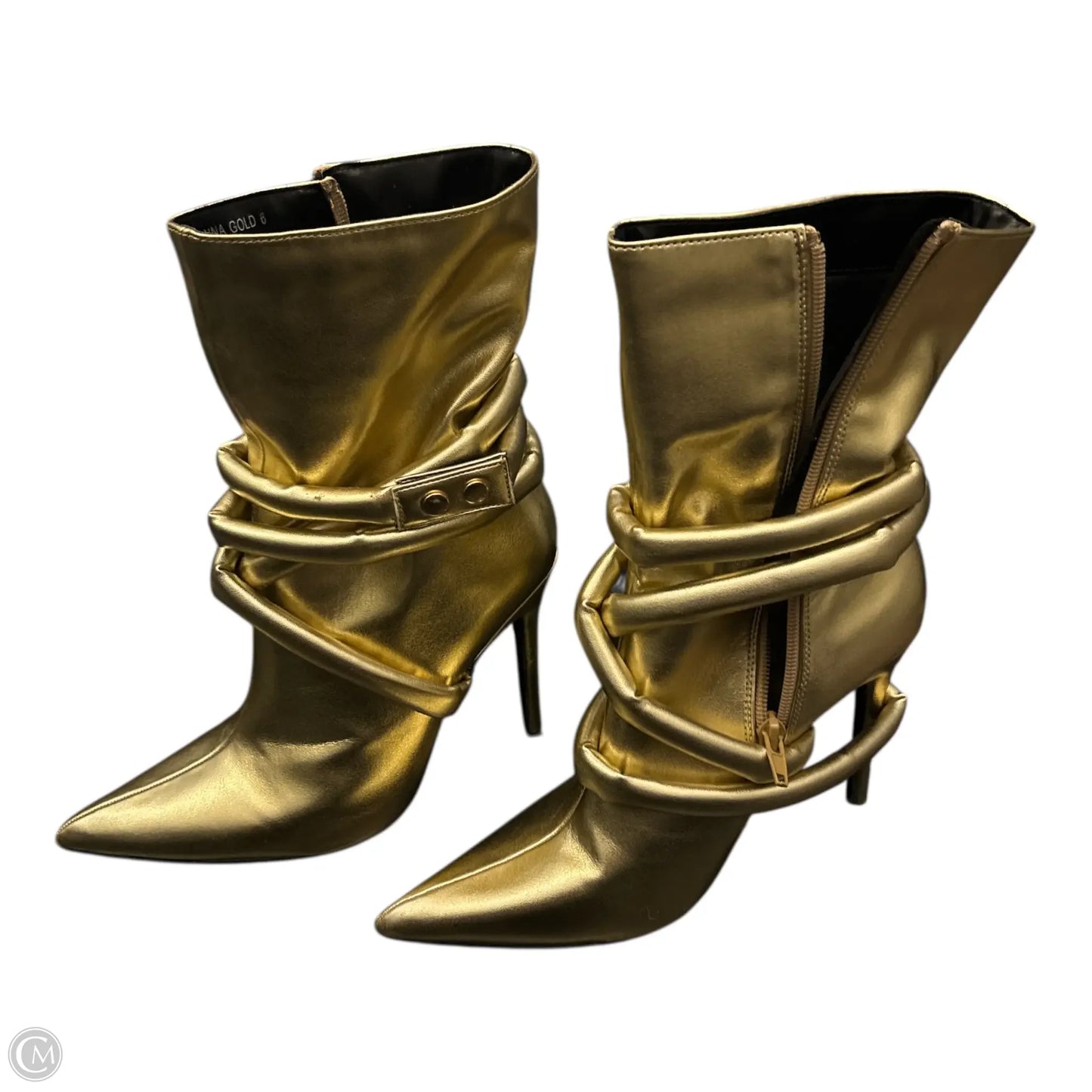 Boots Ankle Heels By Azalea Wang In Gold, Size: 6