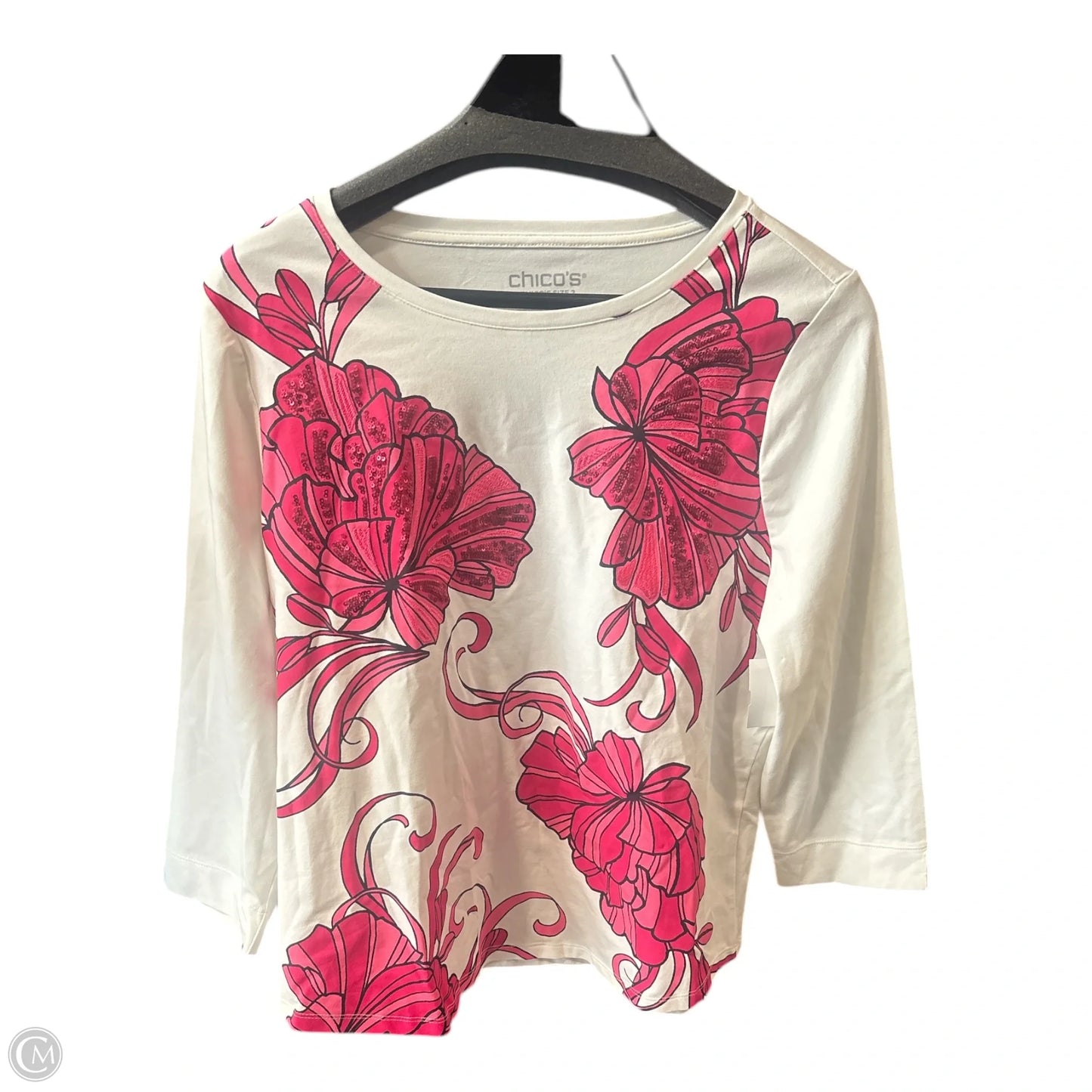 Top Long Sleeve Basic By Chicos In White, Size: L