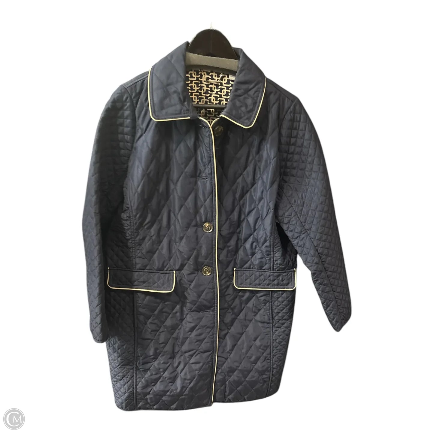 Jacket Puffer & Quilted By Chicos In Blue, Size: 12