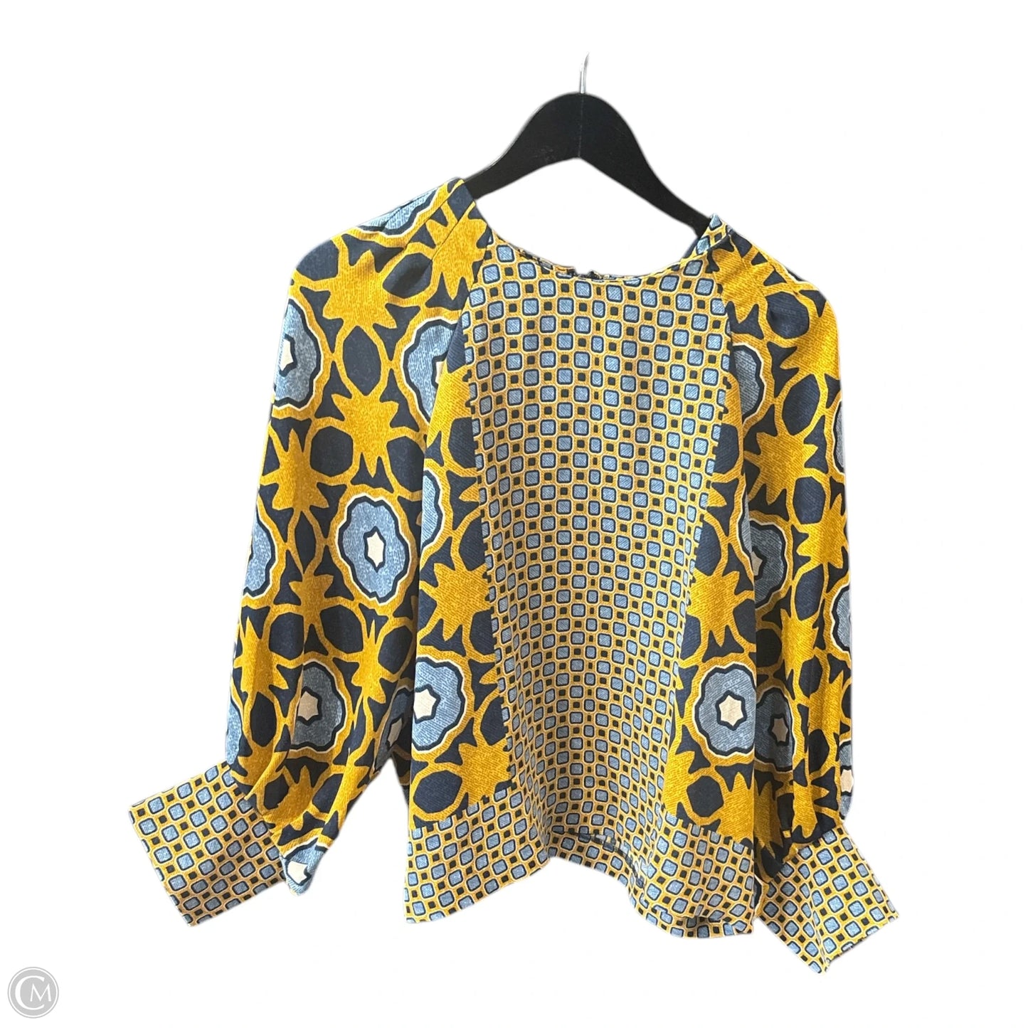 Top Long Sleeve Basic By Chicos In Blue & Yellow, Size: 14