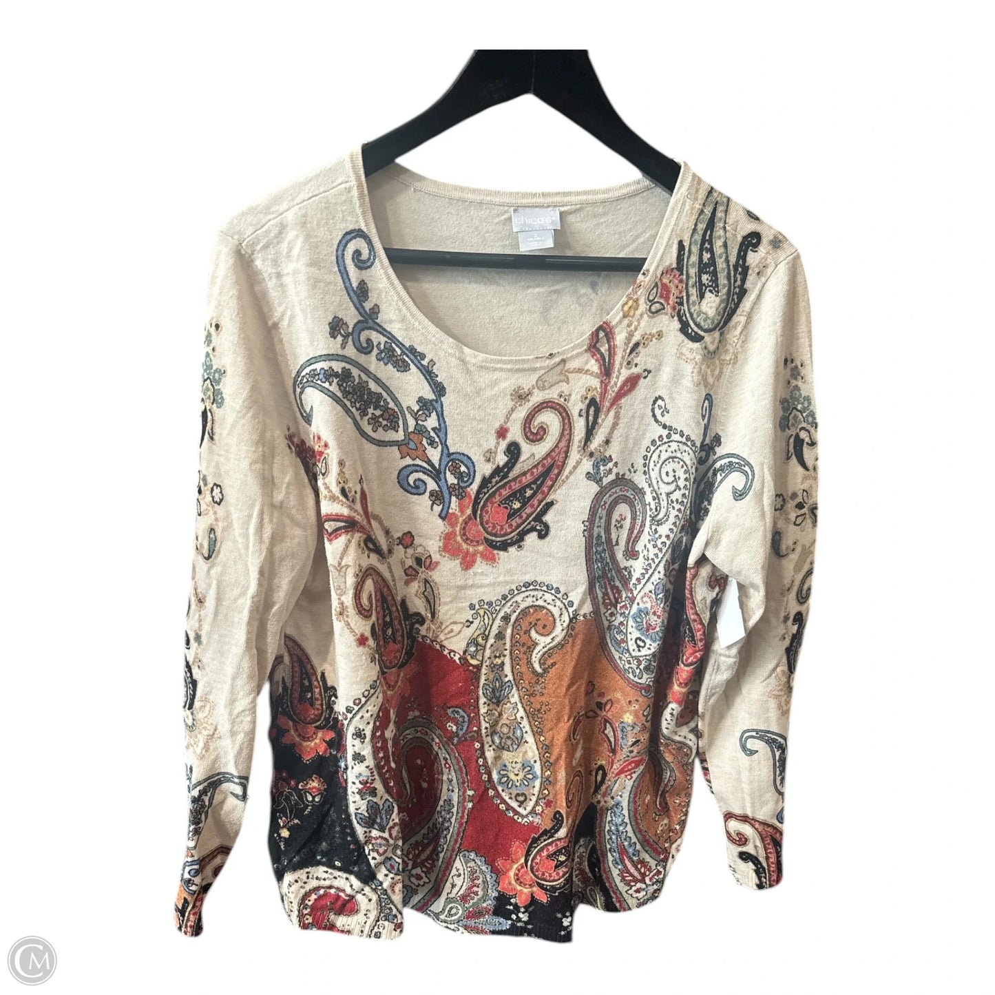 Top Long Sleeve Basic By Chicos In Multi-colored, Size: L
