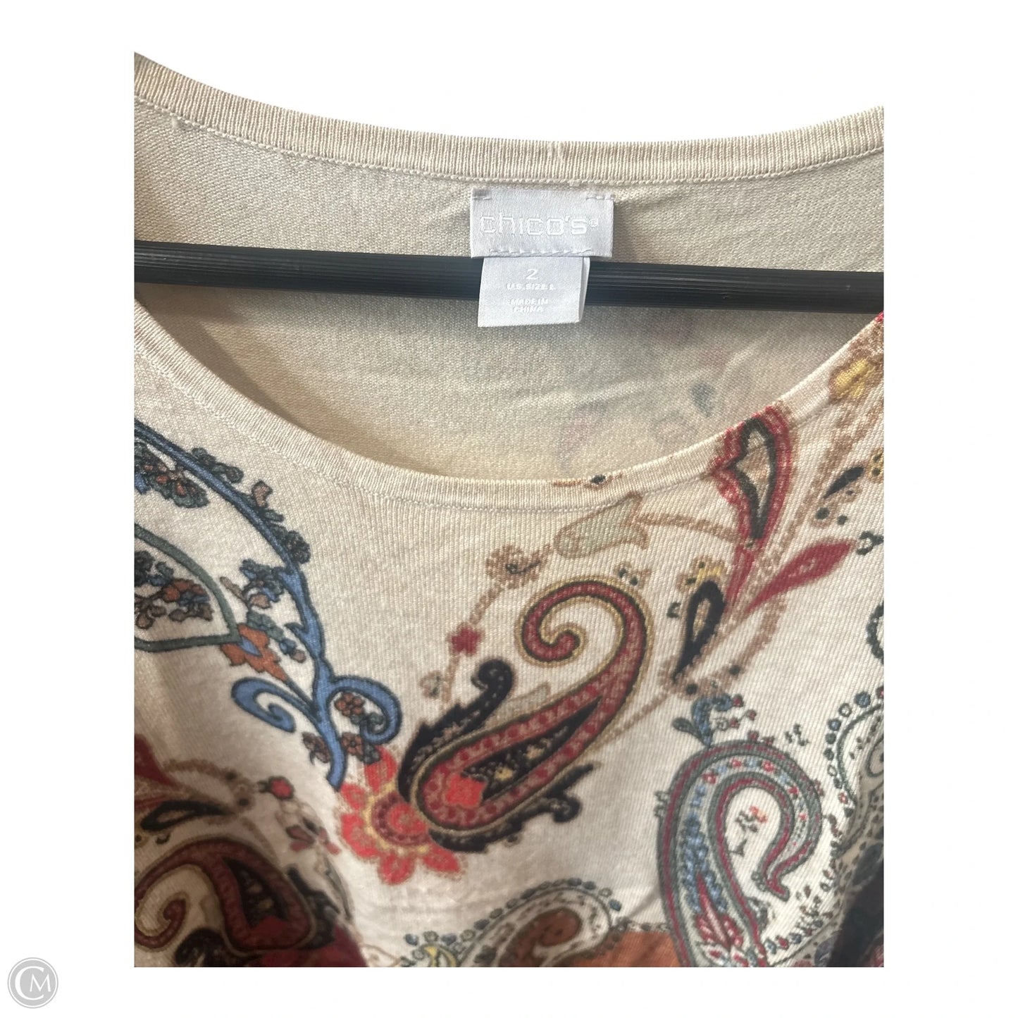 Top Long Sleeve Basic By Chicos In Multi-colored, Size: L