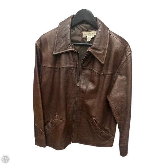 Jacket Leather By Colebrook In Brown, Size: L