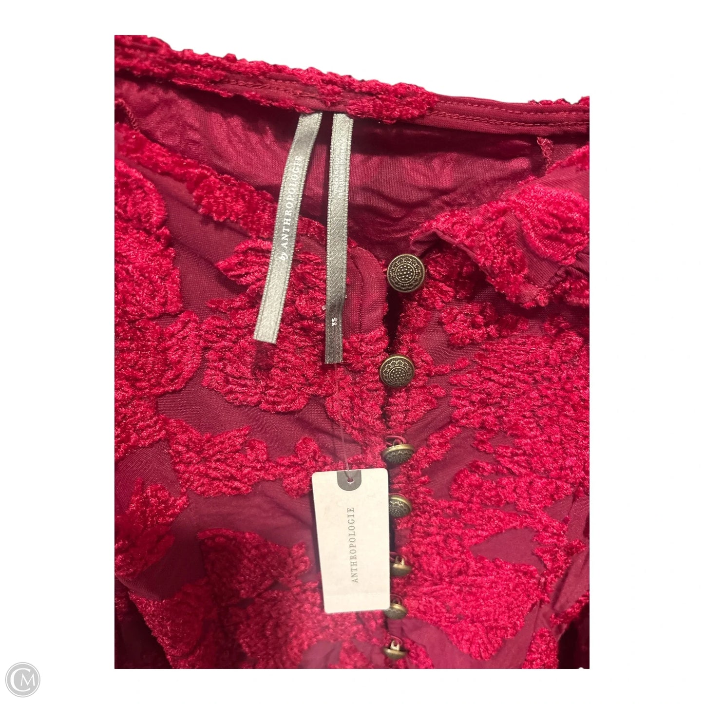 Top Long Sleeve Basic By Anthropologie In Red, Size: Xs