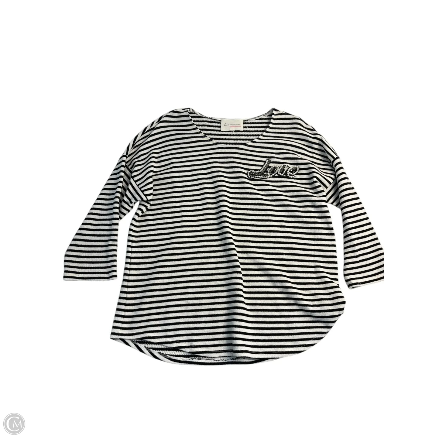 Top Long Sleeve Basic By Vince Camuto In Striped Pattern, Size: M