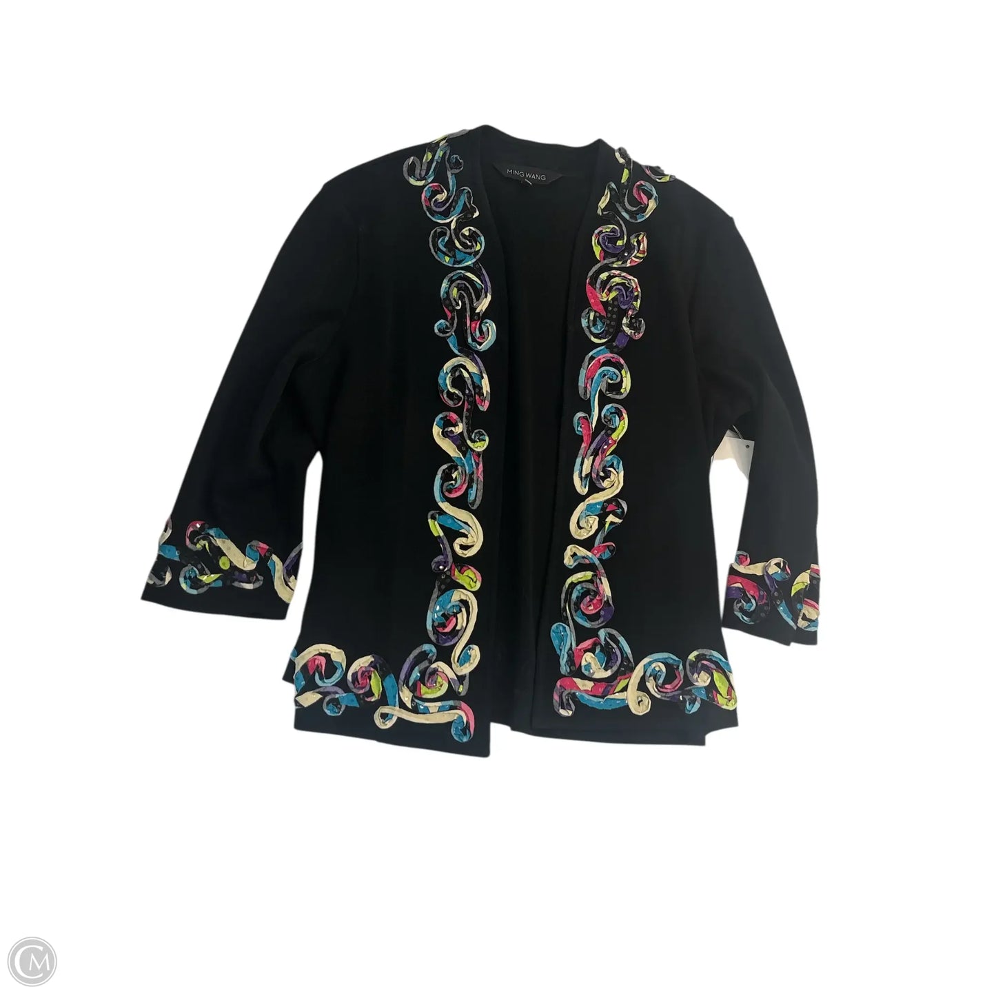 Top 2pc Long Sleeve By Ming Wang In Black, Size: Mp
