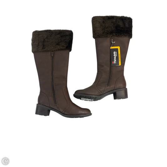 Boots Knee Heels By Clothes Mentor In Brown, Size: 8.5
