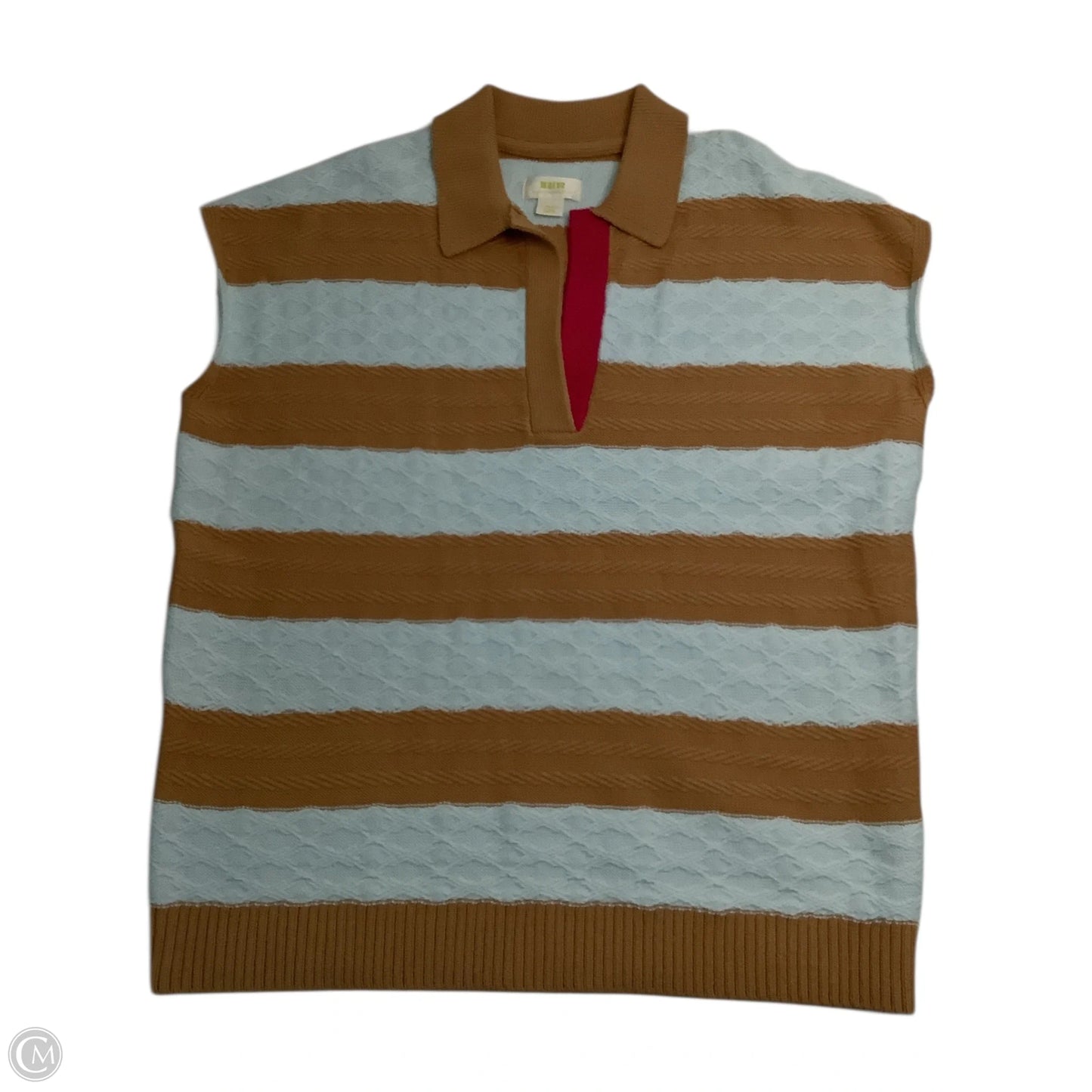 Sweater Short Sleeve By Maeve In Blue & Tan, Size: Xs