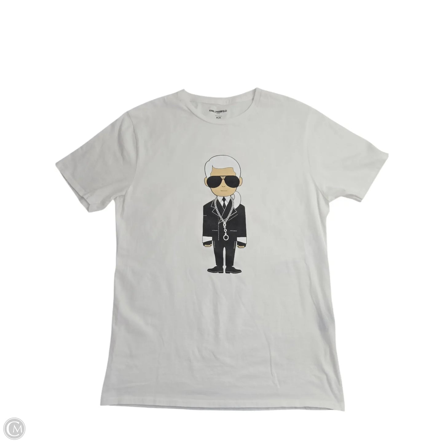 Top Short Sleeve Designer By Karl Lagerfeld In White, Size: M