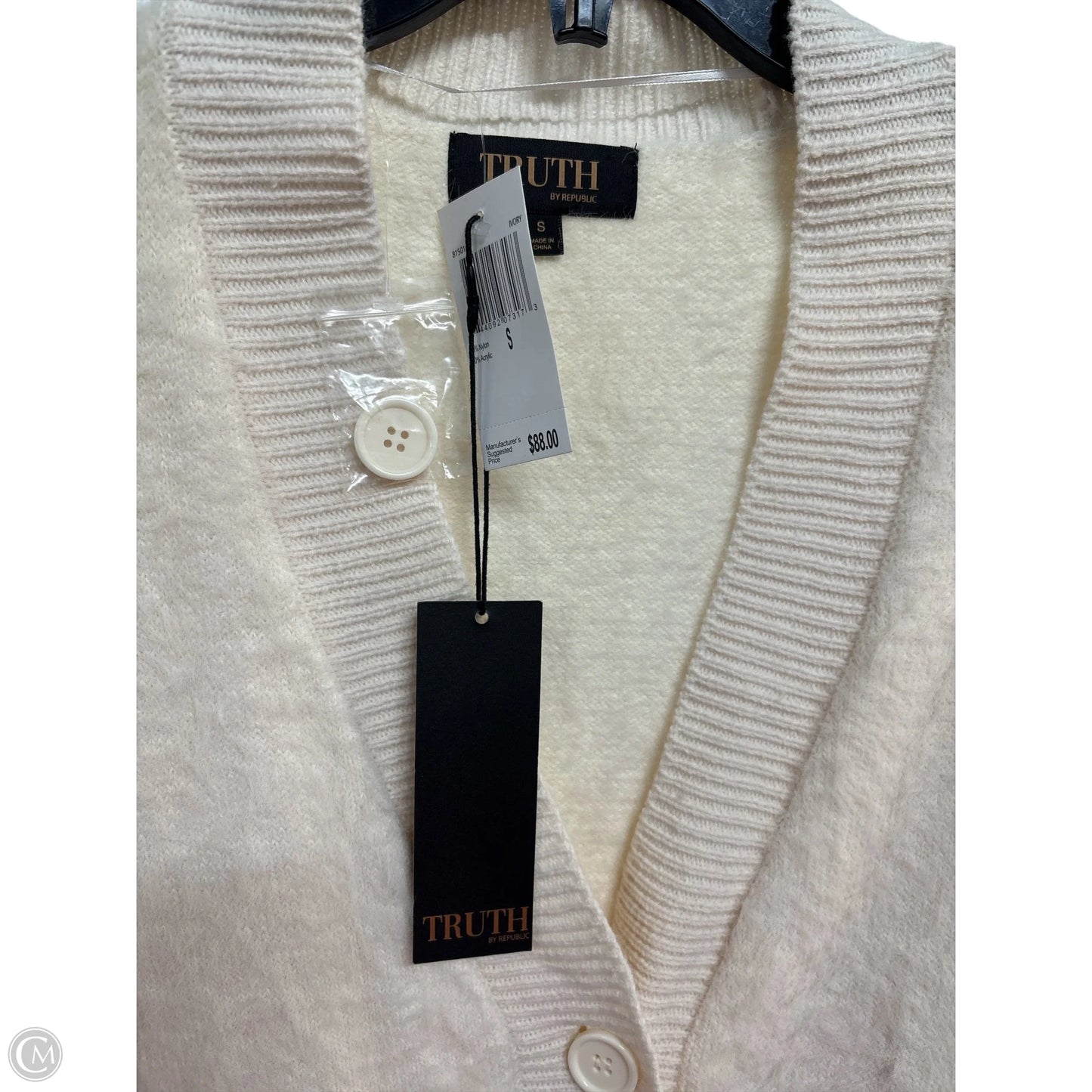 Sweater Cardigan By Truth In Cream, Size: S