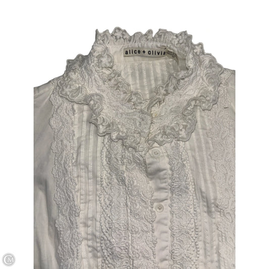 Top Long Sleeve Designer By Alice + Olivia In White, Size: S