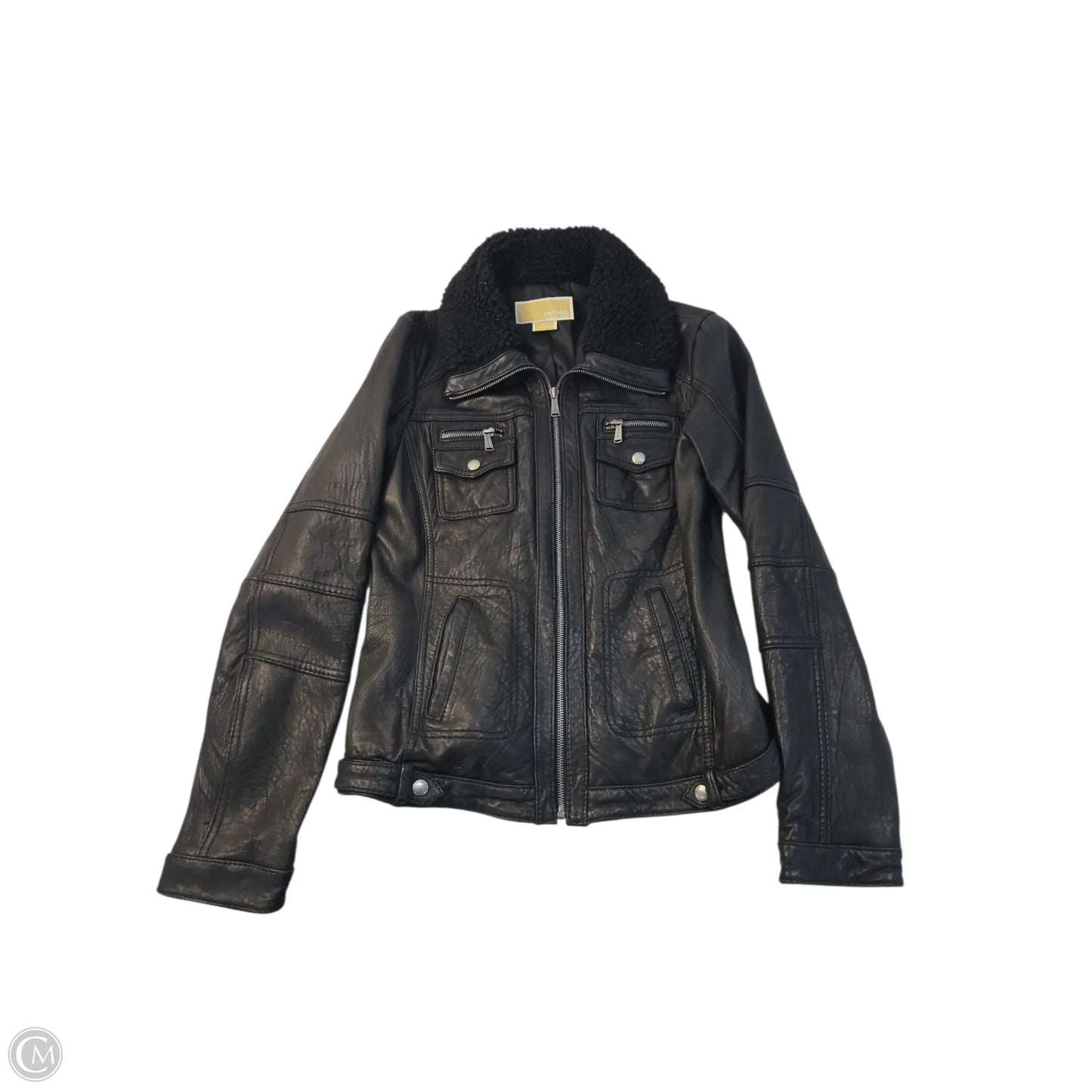 Jacket Leather By Michael By Michael Kors In Black, Size: M