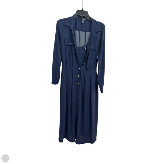 Dress Casual Midi By White House Black Market In Navy, Size: 4