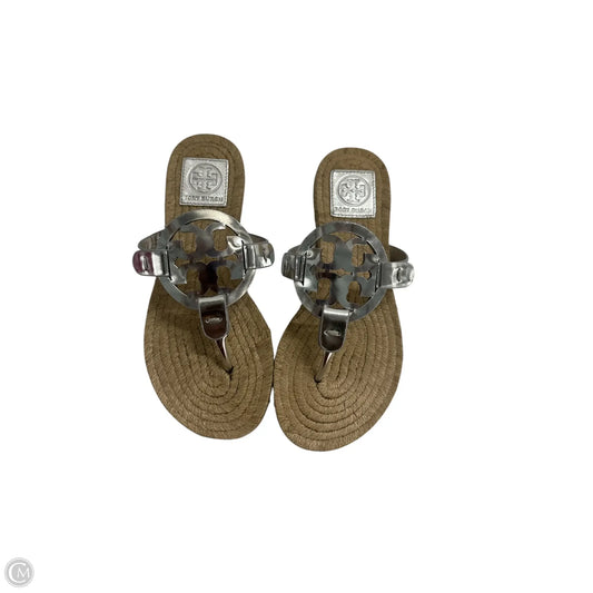 Sandals Designer By Tory Burch In Silver, Size: 6