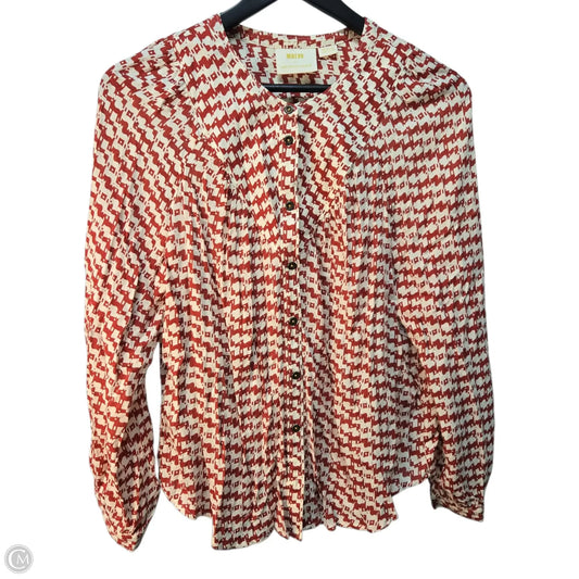 Top Long Sleeve Basic By Maeve In Red & Tan, Size: M