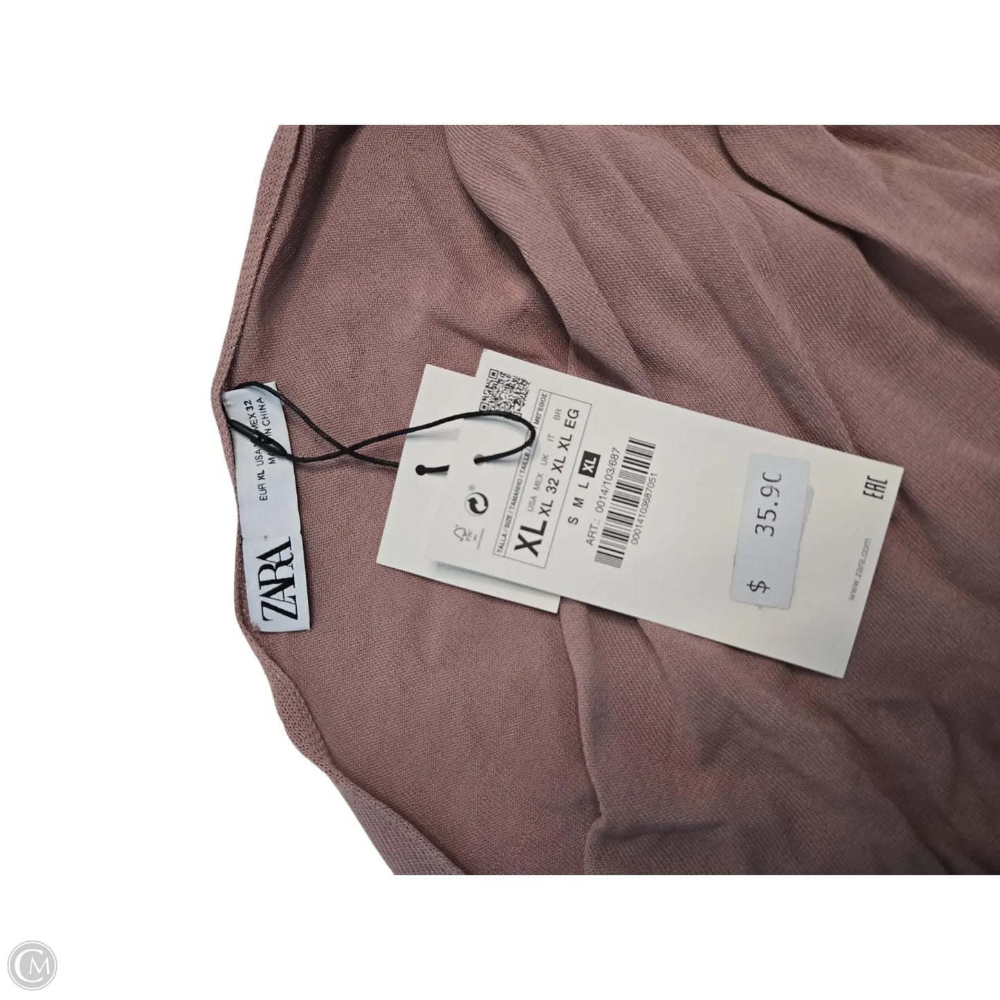 Top Long Sleeve Basic By Zara In Pink, Size: Xl