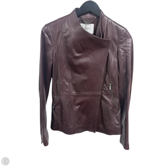 Jacket Leather By Lk Bennett In Maroon, Size: 6