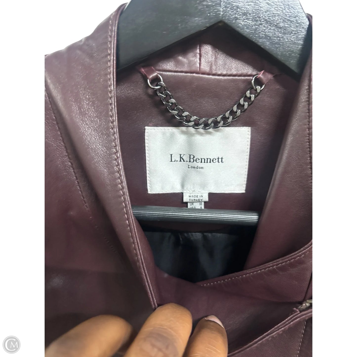 Jacket Leather By Lk Bennett In Maroon, Size: 6