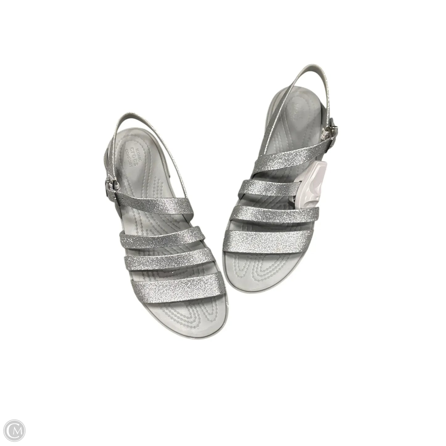 Sandals Flats By Crocs In Silver, Size: 8