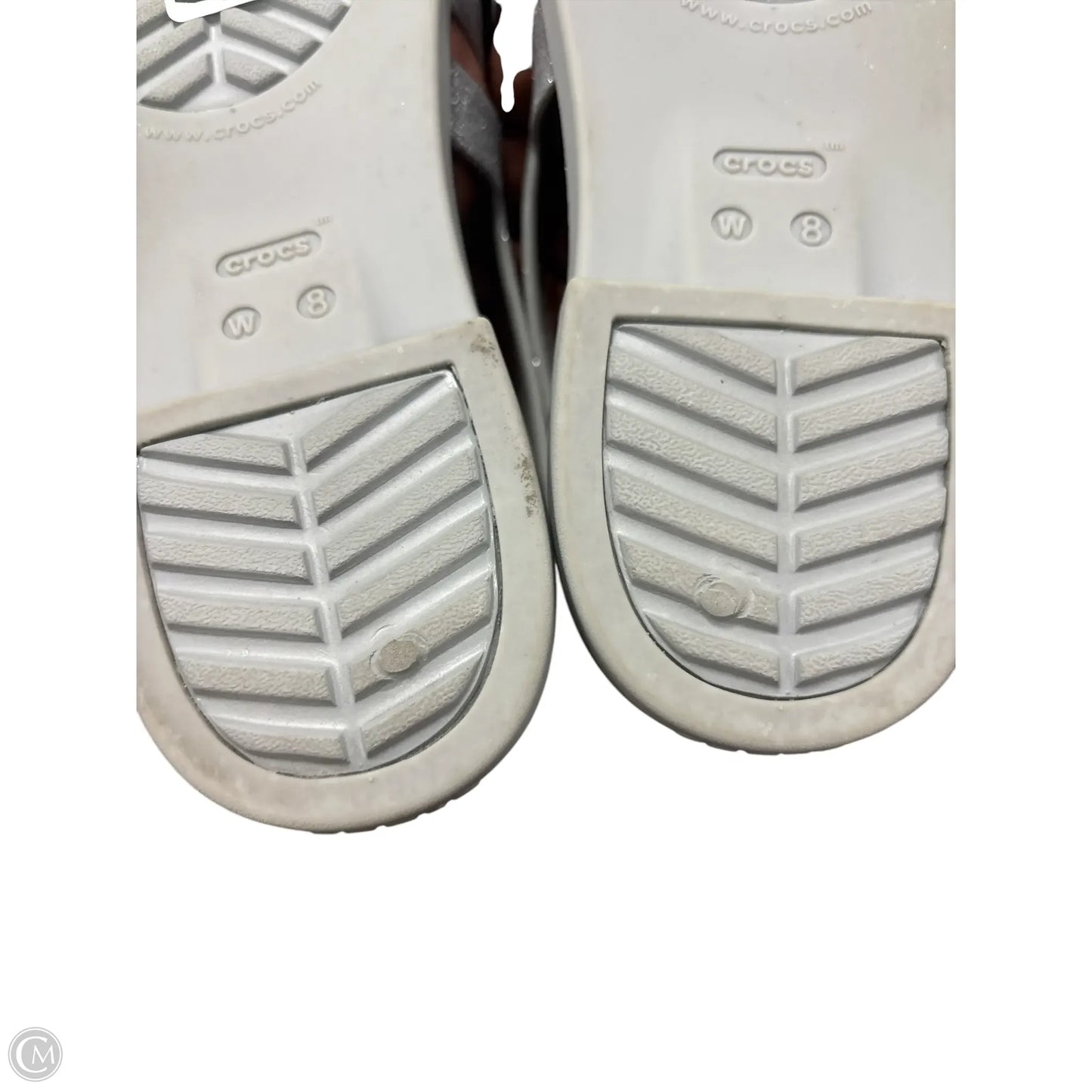 Sandals Flats By Crocs In Silver, Size: 8