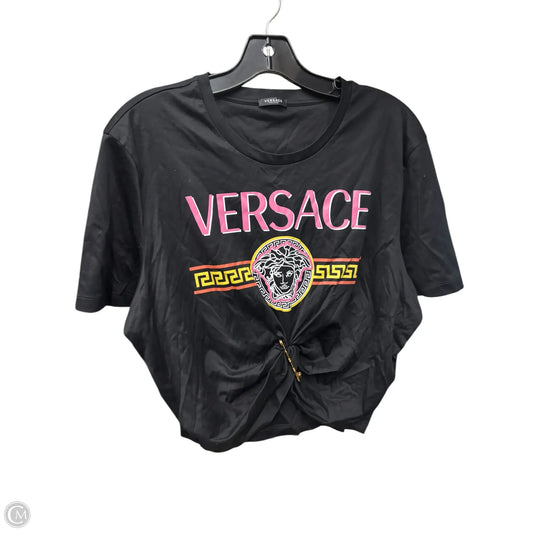 Top Short Sleeve Luxury Designer By Versace In Black, Size: M