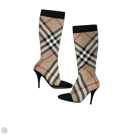 Boots Luxury Designer By Burberry In Plaid Pattern