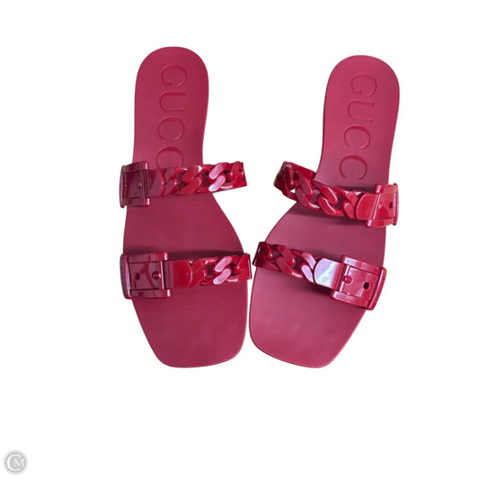 Sandals Luxury Designer By Gucci In Red