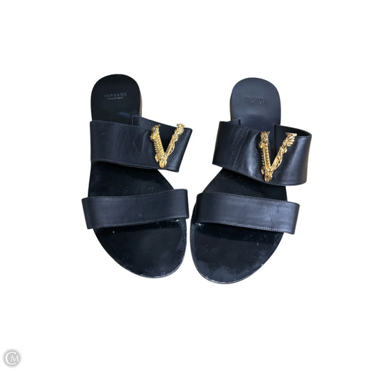 Sandals Luxury Designer By Versace In Black