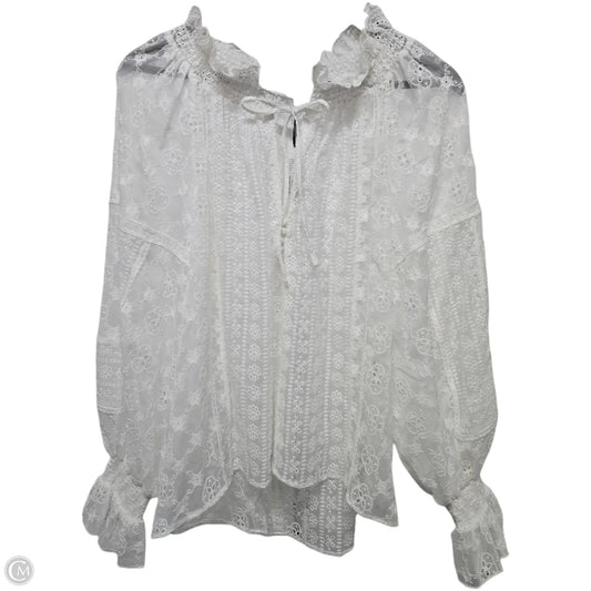 Top Long Sleeve Designer By Alice + Olivia In White, Size: M
