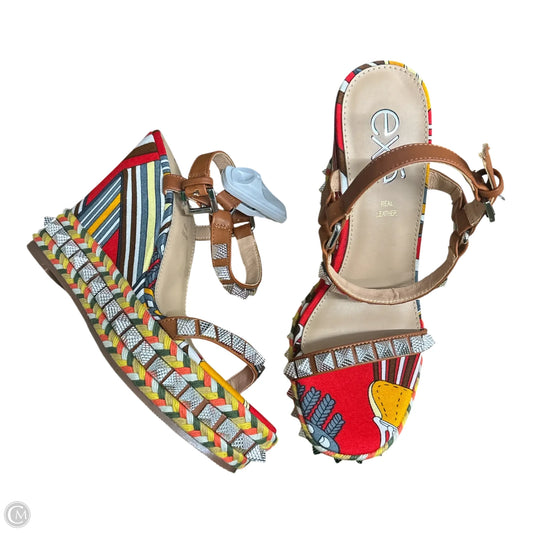 Shoes Heels Wedge By Clothes Mentor In Multi-colored