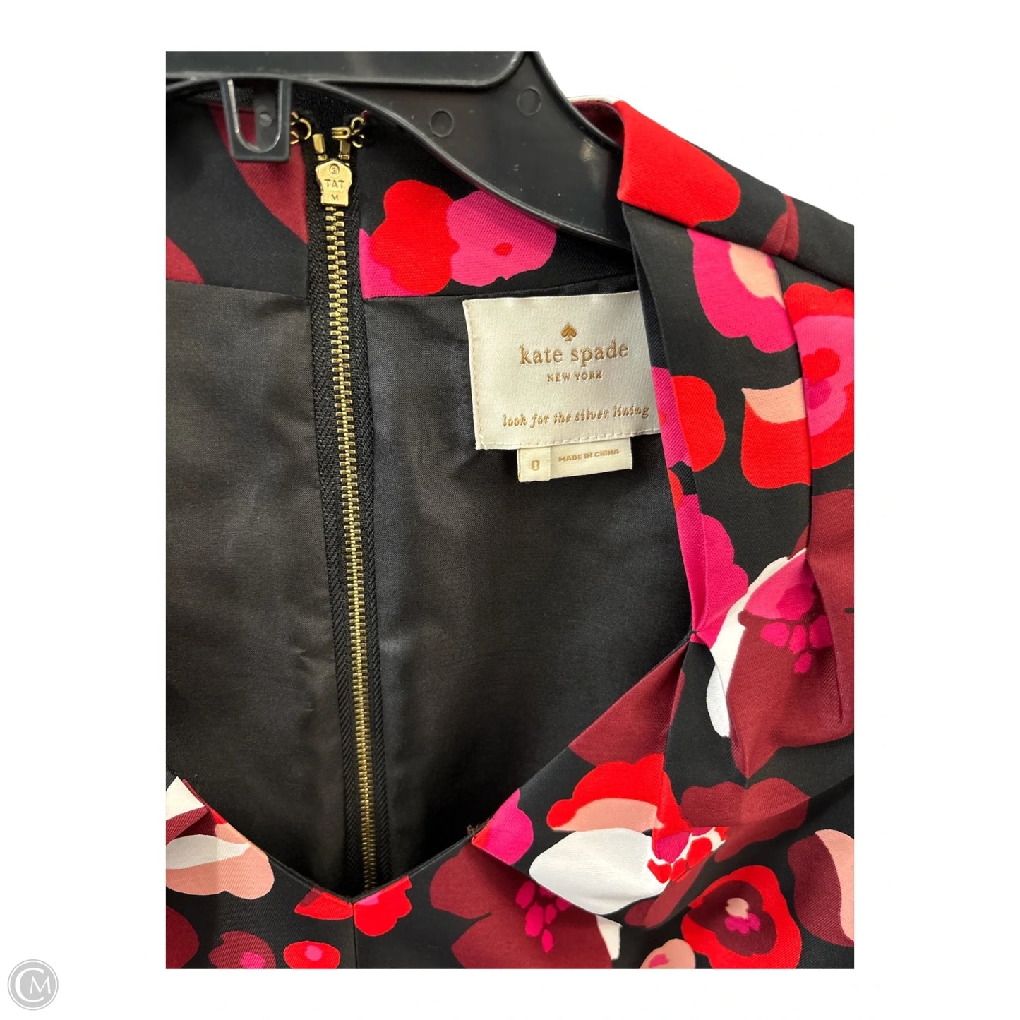 Dress Designer By Kate Spade In Black & Red, Size: 0