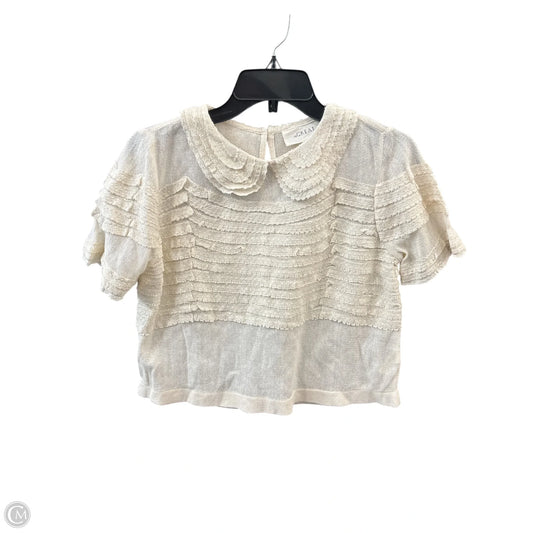 Top Short Sleeve Basic By The Great. In Cream, Size: S