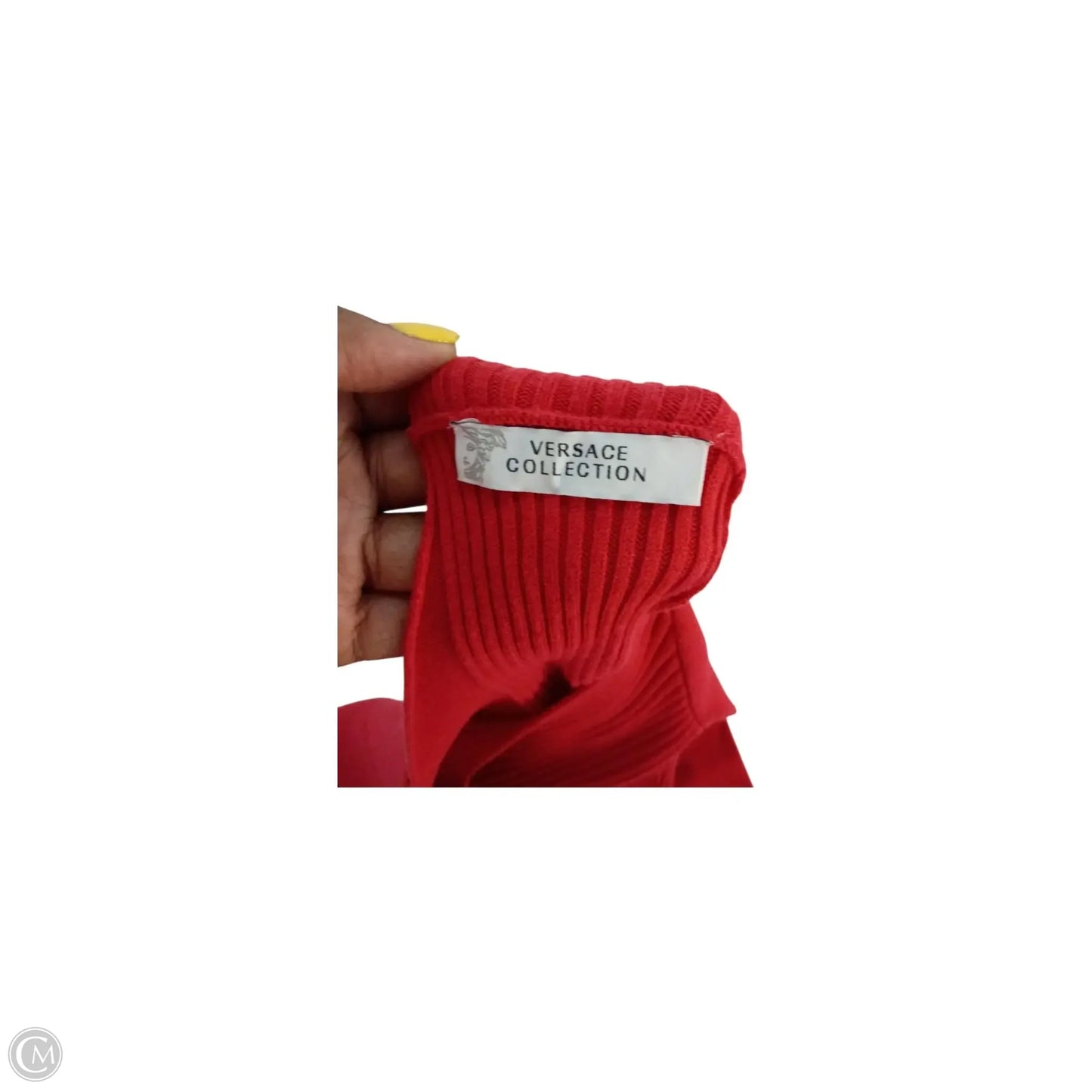 Top Long Sleeve Luxury Designer By Versace In Red, Size: S