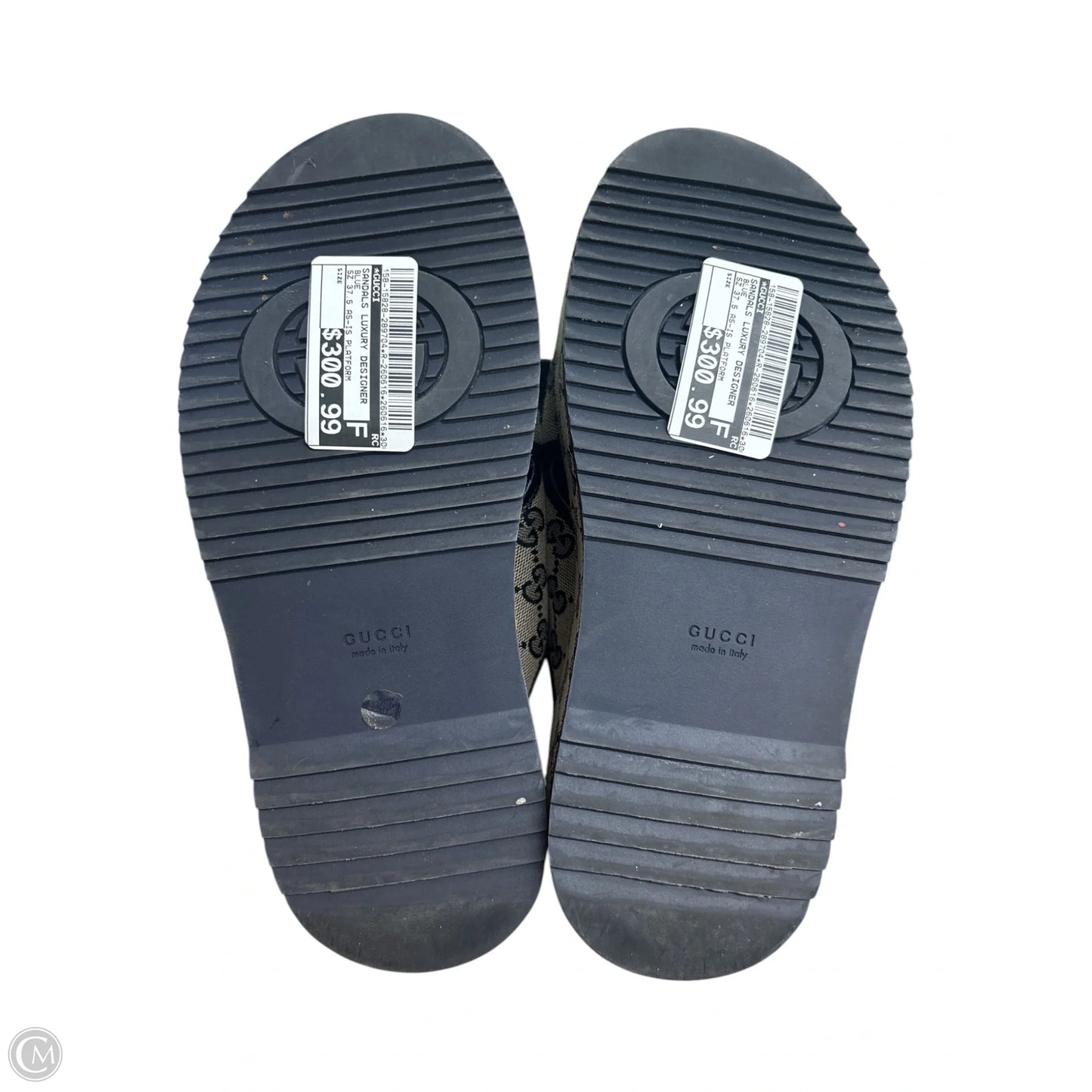 Sandals Luxury Designer By Gucci In Blue GG Monogram Platform Sandal Mules