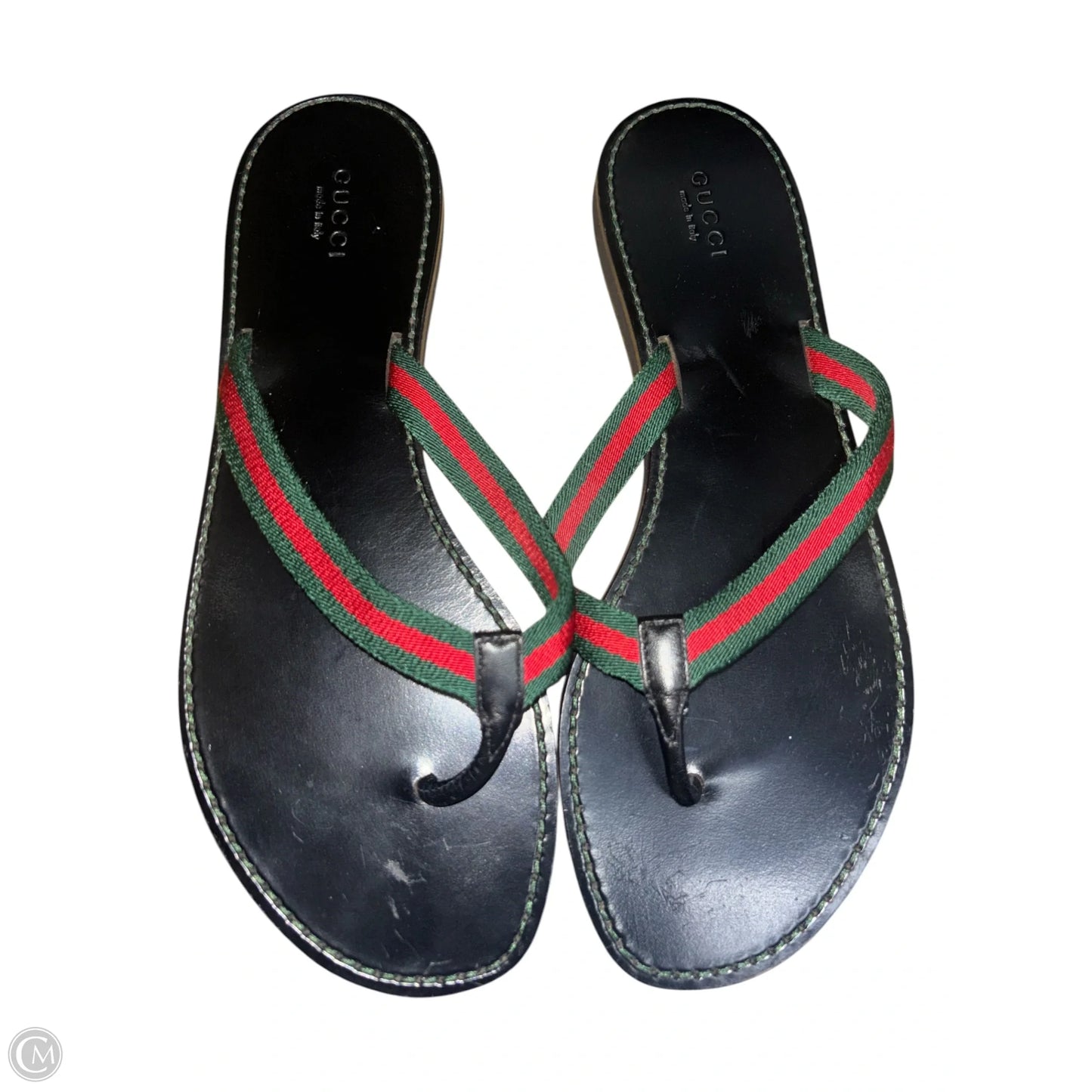 Sandals Luxury Designer By Gucci In Green & Red