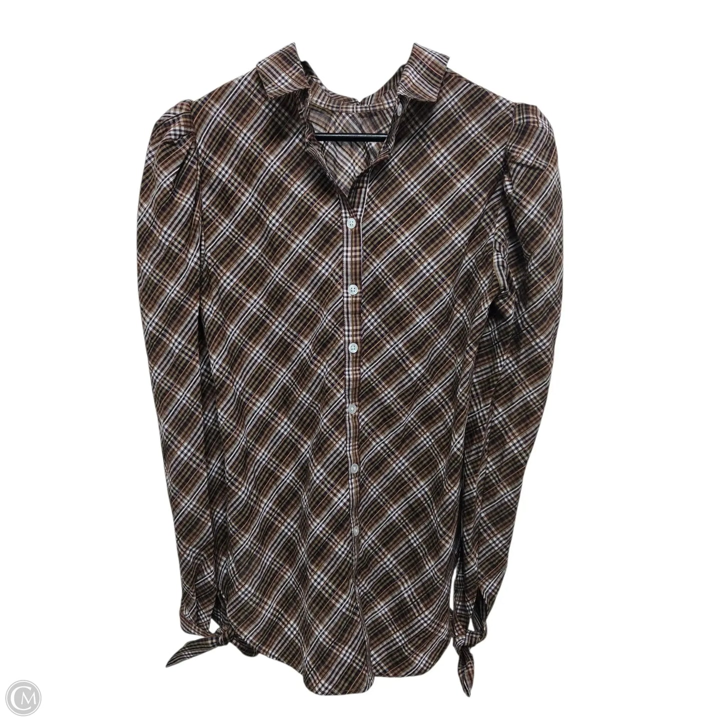 Top Long Sleeve Basic By Veronica Beard In Plaid Pattern, Size: S