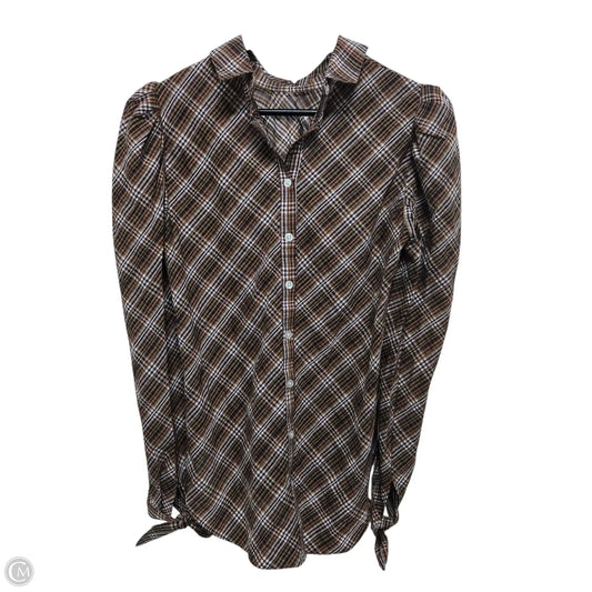 Top Long Sleeve Basic By Veronica Beard In Plaid Pattern, Size: S