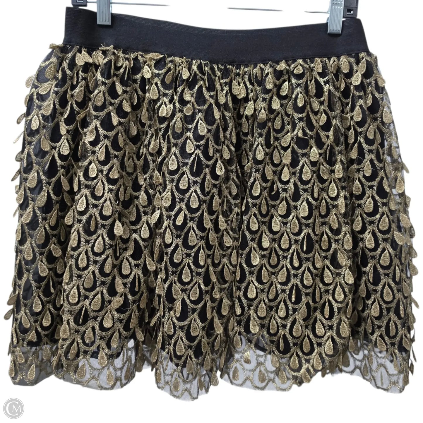 Skirt Mini & Short By Sugar Lips In Black & Gold, Size: L