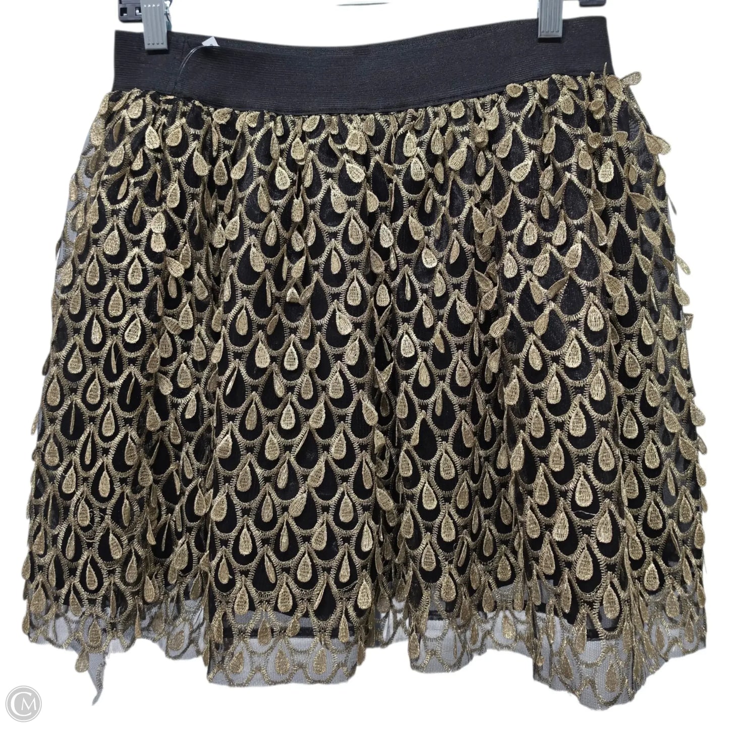 Skirt Mini & Short By Sugar Lips In Black & Gold, Size: L