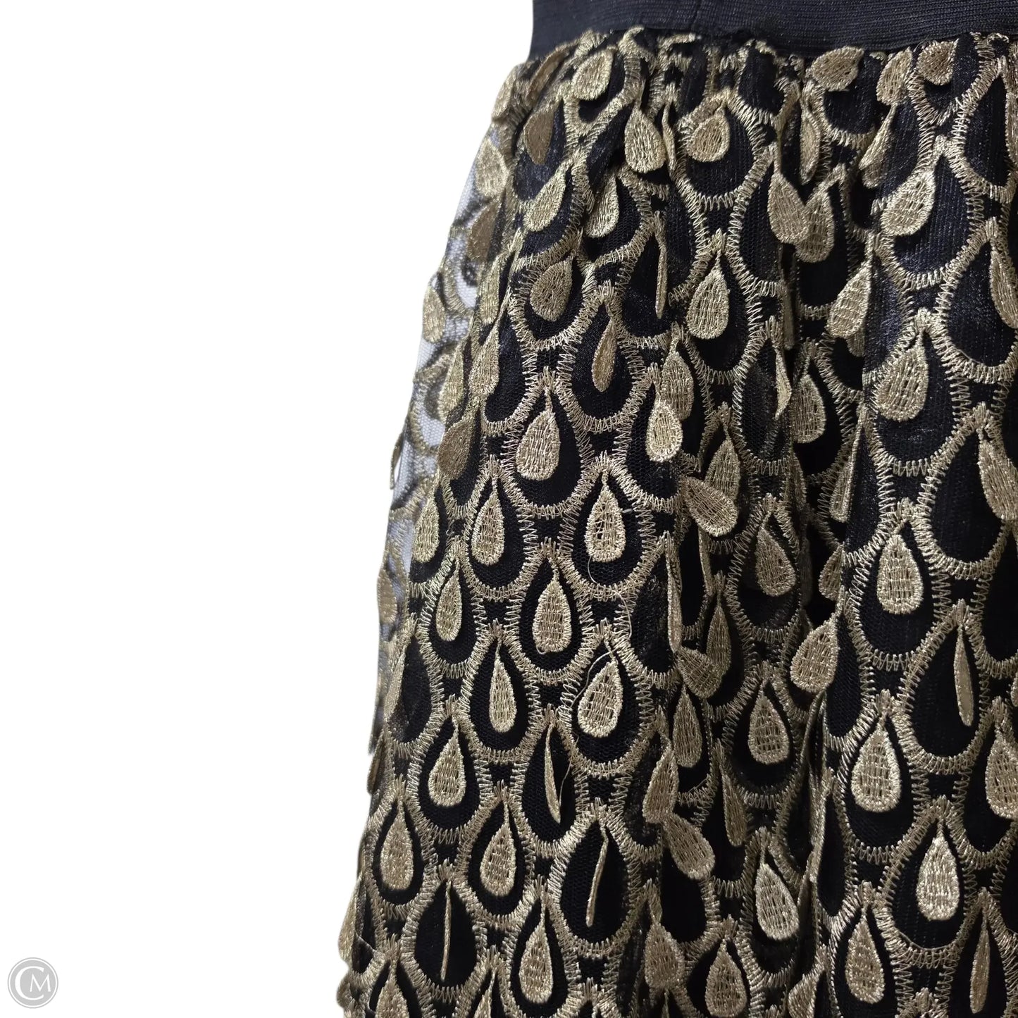 Skirt Mini & Short By Sugar Lips In Black & Gold, Size: L