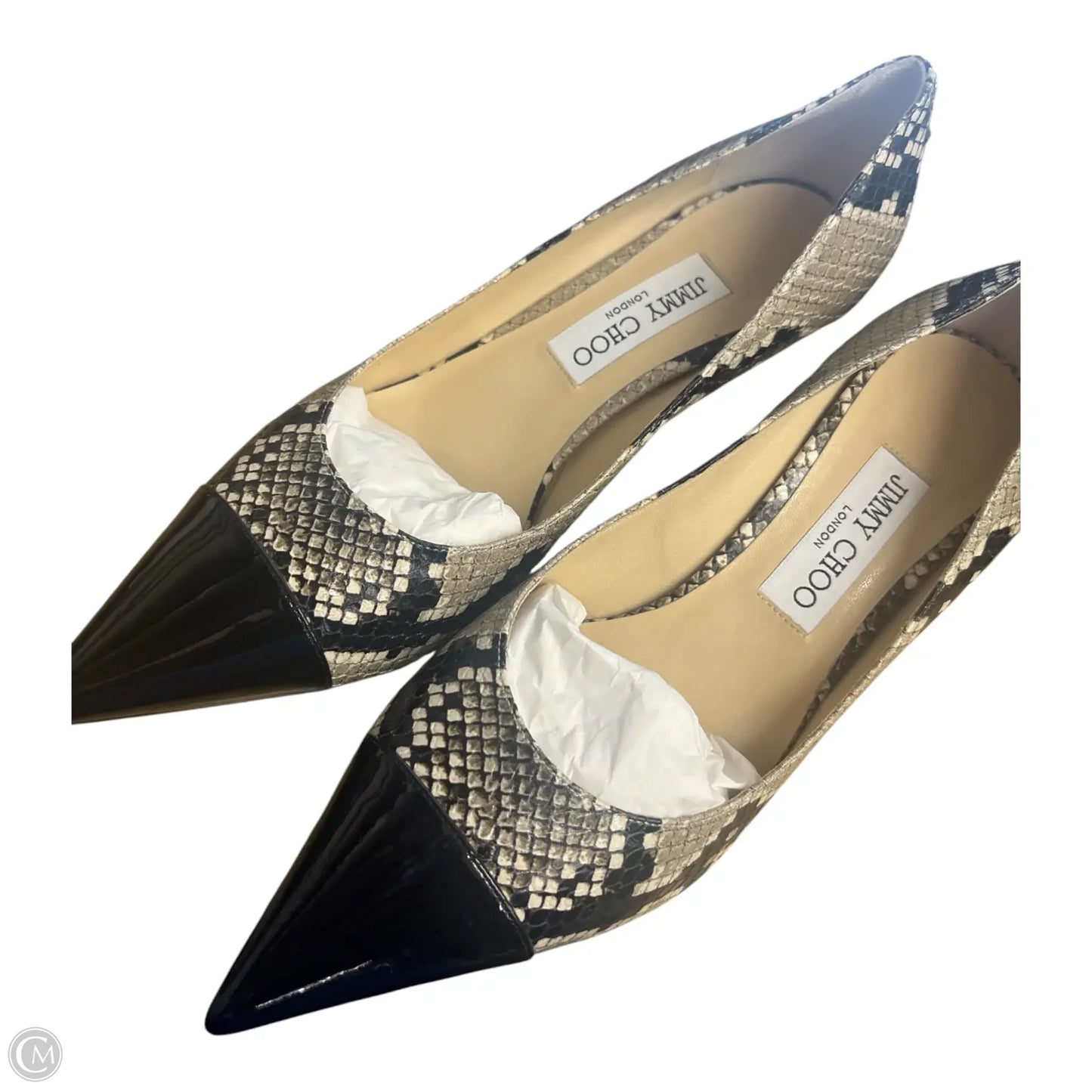 Shoes Luxury Designer By Jimmy Choo In Snakeskin Print, Size: