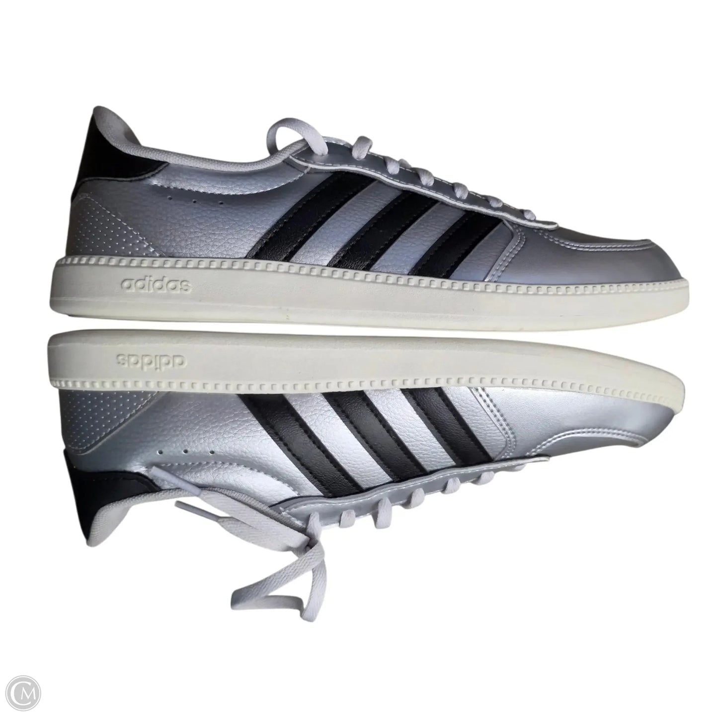 Shoes Sneakers By Adidas In Silver, Size: 9