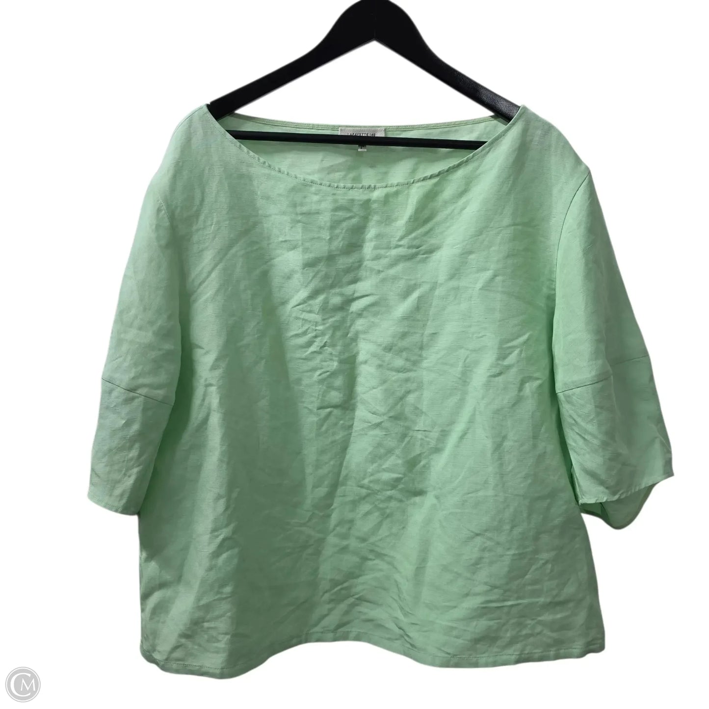 Top Short Sleeve Designer By Lafayette 148 In Green, Size: Xl