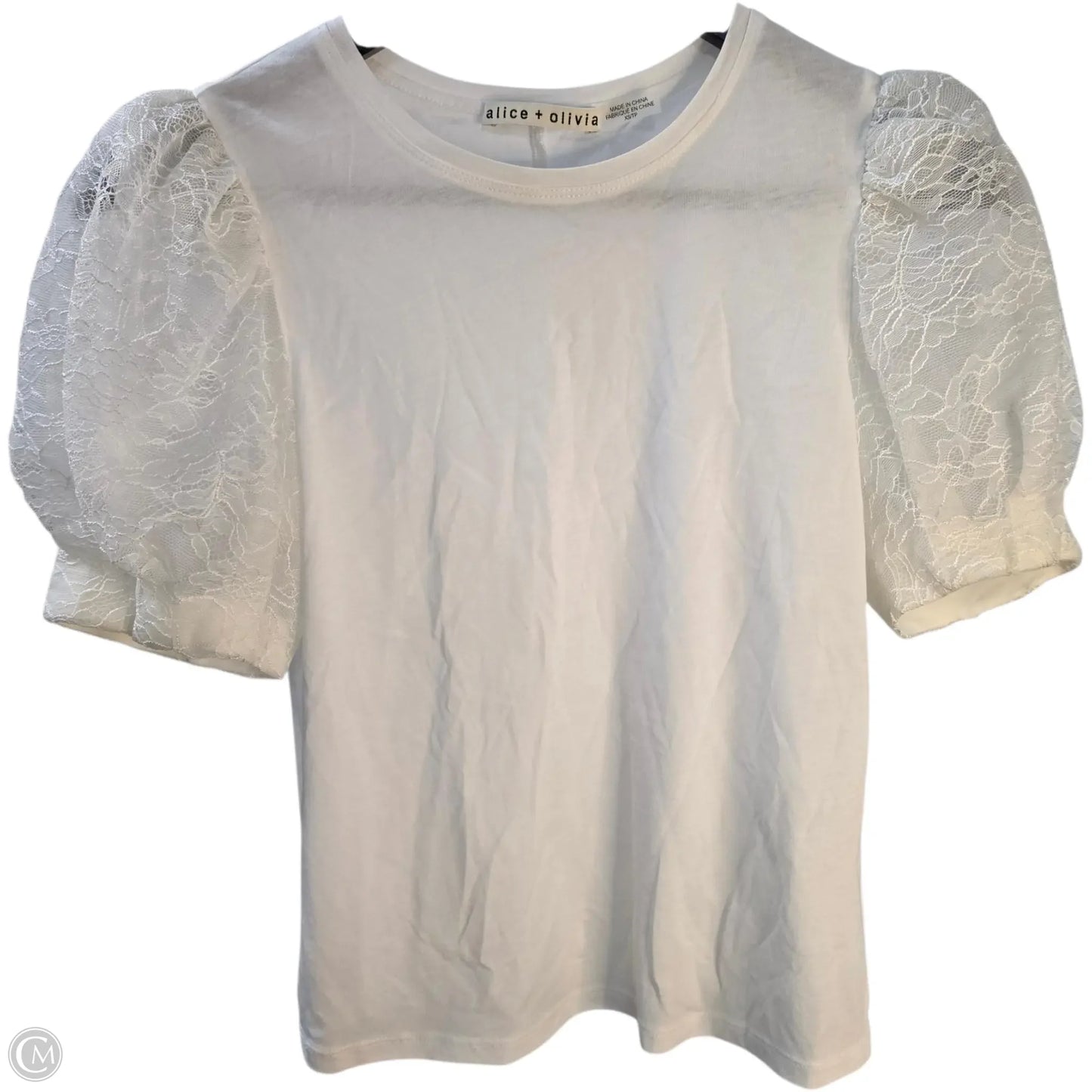 Top Short Sleeve Designer By Alice + Olivia In White, Size: Xs