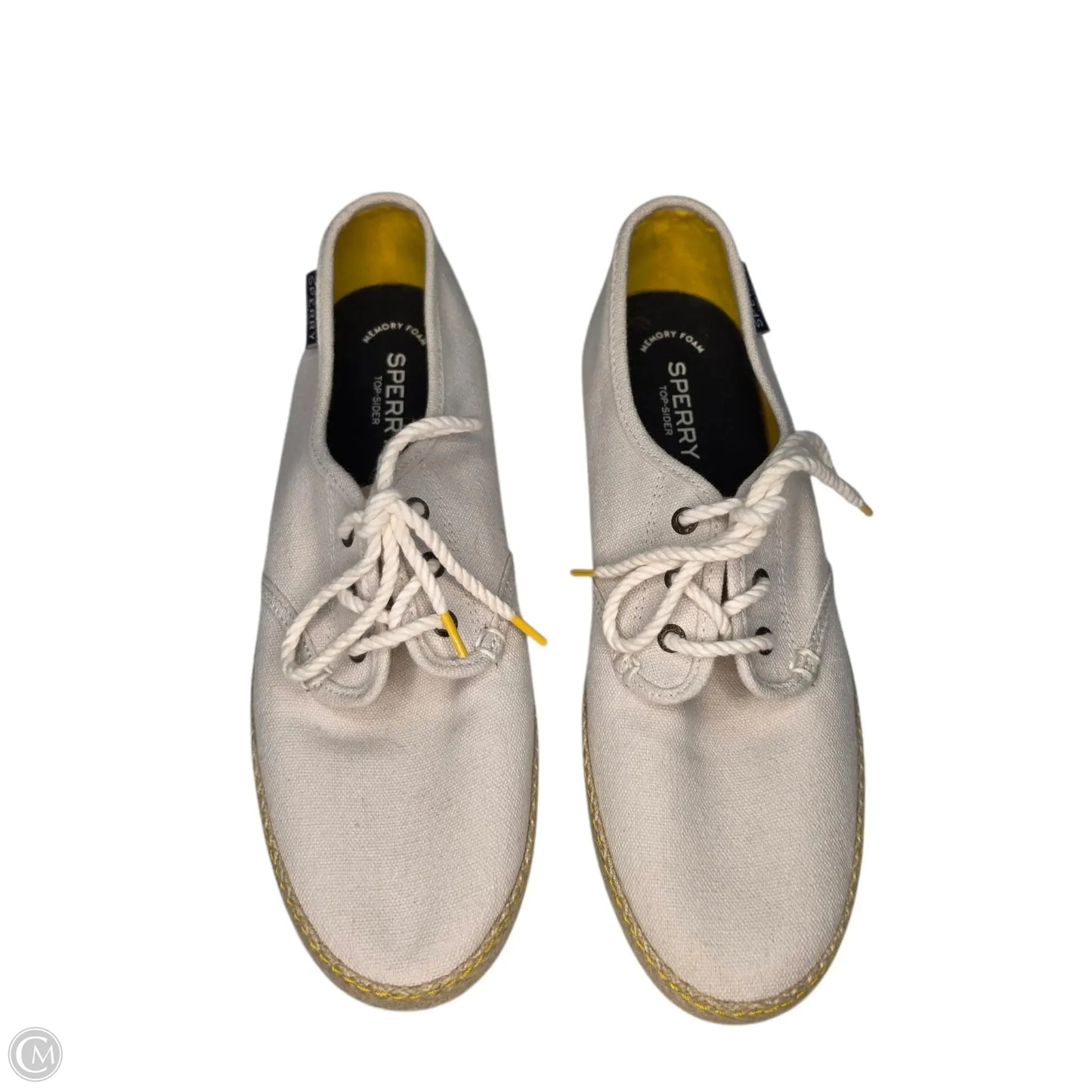 Shoes Sneakers By Sperry In White & Yellow, Size: 11