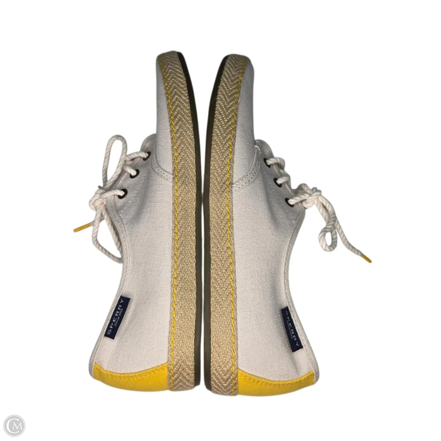 Shoes Sneakers By Sperry In White & Yellow, Size: 11