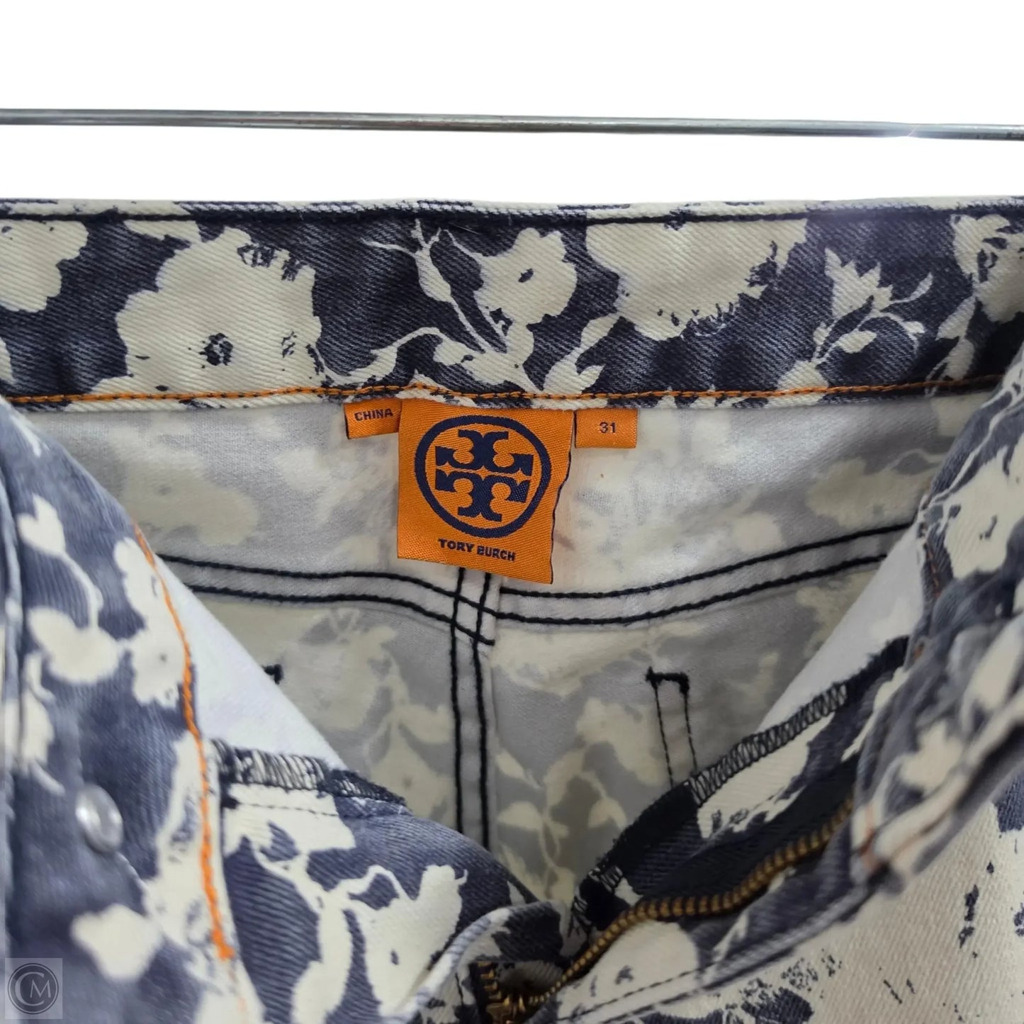 Jeans Designer By Tory Burch In Blue & White, Size: 12