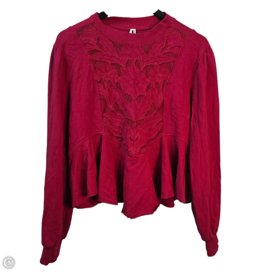 Top Long Sleeve Basic By Anthropologie In Red, Size: M